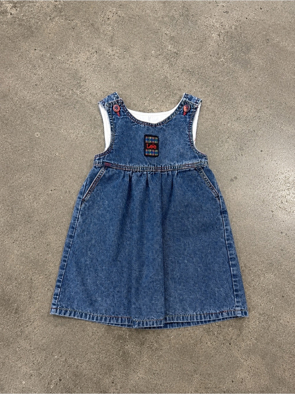 Vintage Lee Denim Jumper Dress Girls 6X USA Made 90s Jean Overall Dress